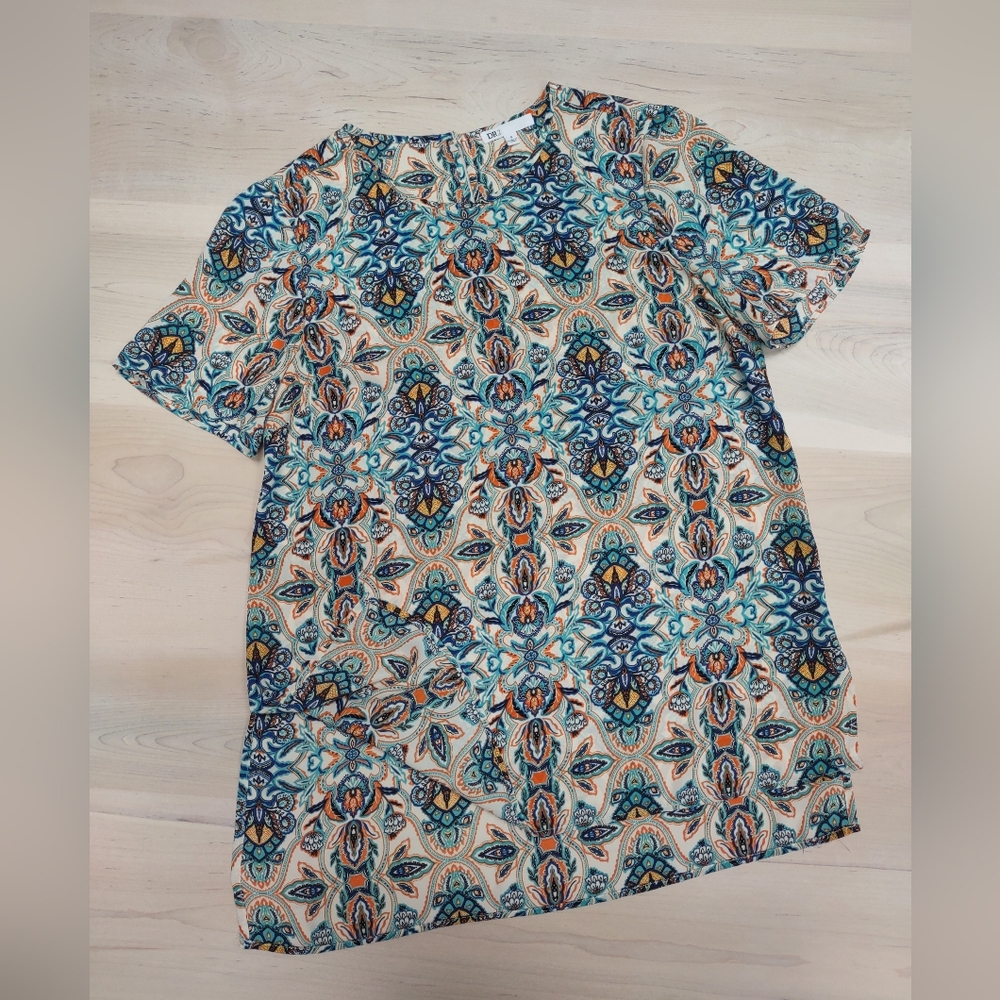 DR2 Orange/Blue Floral Blouse